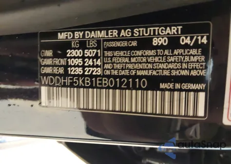 2014 Mercedes-Benz E 350 from USA, damaged, VIN WDDHF5KB1EB012110